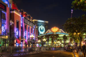 夜色中的聖地亞哥Gaslamp Quarter