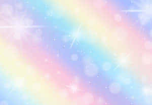 粉彩彩虹天空，帶有閃爍星星和發光光暈效果。 — 粉彩彩虹 壁紙