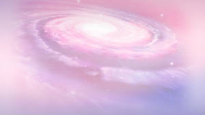 一個帶有發光星星的粉彩粉紅和紫色螺旋星系。 — 粉色亮片 壁紙
