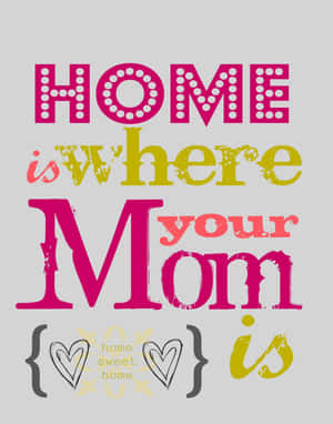 文字藝術寫著家就是媽媽所在的地方，附有心形和 home sweet home — 插畫 壁紙