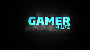 Gamer 4 Life 文字在黑暗背景上發出藍光，帶有褪色的遊戲標題。 — 電玩遊戲 GIF 壁紙