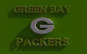 Green Bay Packers 標誌，帶有 3D 金屬質感 G 和金色文字，背景為綠色。 — 綠灣包裝工 壁紙