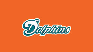 橙色背景上青綠色和白色的Dolphins球隊標誌 — 邁阿密海豚 壁紙