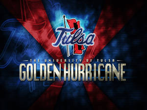 Tulsa Golden Hurricane 大學體育標誌，帶有粗體文字和紅、藍、金設計。 — 運動 壁紙