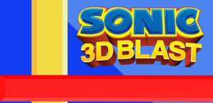 Sonic 3D Blast遊戲標誌，帶有大膽的3D文字和色彩繽紛的幾何背景。 — 超級索尼克 壁紙