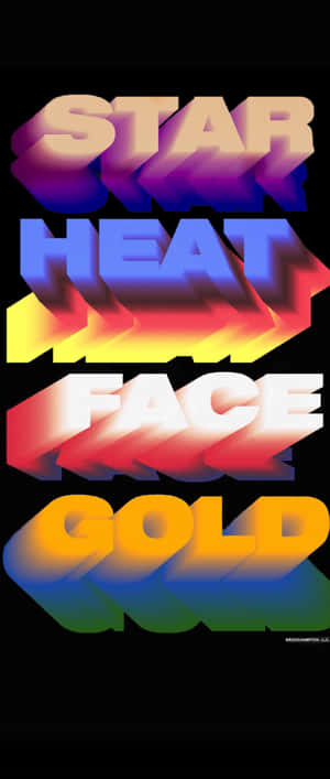 黑色背景上鮮豔的漸層3D文字單詞 star heat face 金色。 — Galaxy Z Flip 7 壁紙