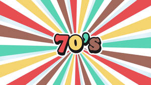 色彩繽紛的太陽光線背景上的大膽70年代文字 — 復古90年代風格 壁紙
