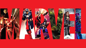 Marvel超級英雄，包括鋼鐵人、美國隊長和浩克，以動態姿勢呈現。 — 漫威復仇者聯盟 壁紙