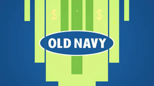 Old Navy標誌在藍綠條紋背景上，帶有美元符號和星星。 — 海軍藍 壁紙