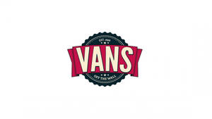 帶有紅色絲帶和黑色印章的Vans品牌標誌。 — 墜落卡車 壁紙