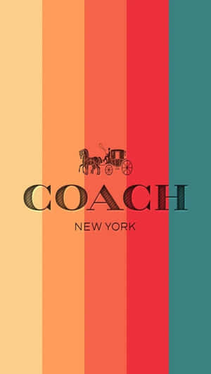 Coach New York 標誌，帶有馬和馬車，位於彩色垂直條紋上。 — 教練 壁紙