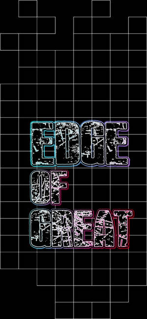 在黑色網格背景上以霓虹輪廓顯示 Edge of Great 的文字。 — iPhone 17 Pro Max 壁紙