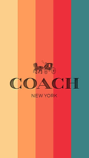 Coach New York 標誌，帶有馬和馬車，位於彩色垂直條紋上。 — 教練 壁紙