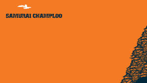 橙色背景上有一個日本城堡剪影和「SAMURAI CHAMPLOO」文字。 — 不思議遊戯 壁紙