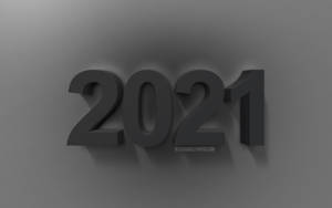在漸變灰色背景上以深灰色呈現的極簡3D渲染年份2021。 — 新年快樂 2020 壁紙
