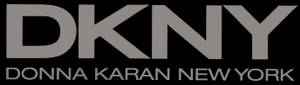 DKNY 時尚品牌標誌，灰色文字，黑色背景。 — 32:9 壁紙
