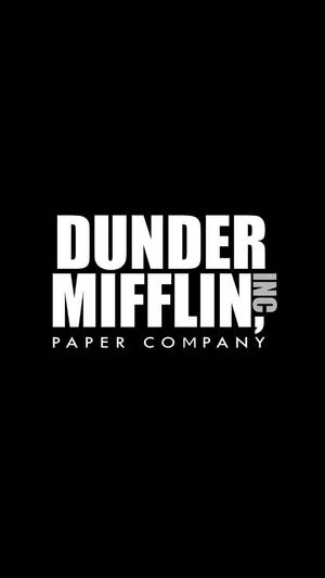 白色 Dunder Mifflin Inc 紙業公司標誌在黑色背景上 — 辦公室 壁紙