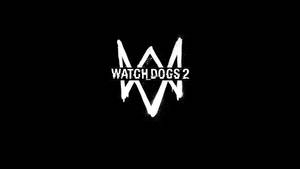 Watch Dogs 2 遊戲標誌，白色黑底，帶有故障效果。 — 遊戲玩家標誌 壁紙