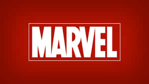 紅色背景上的白色矩形內白色文字的Marvel標誌。 — 漫威標誌 壁紙
