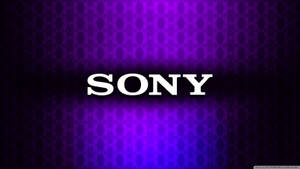 Sony標誌，在紫色和藍色圖案背景上帶有發光的白色文字。 — Sony 壁紙