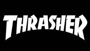 Thrasher雜誌標誌，白色粗體字體在黑色背景上 — Off white 標誌 壁紙