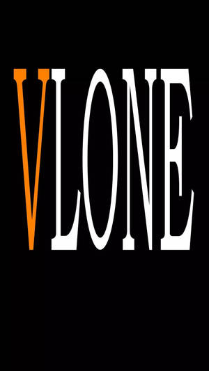 黑色背景上大膽的白色和橙色VONE標誌 — Vlone 壁紙