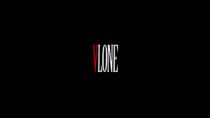 黑色背景上的白色和紅色VLONE標誌 — 簡約暗黑美學 壁紙