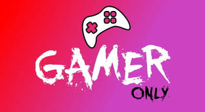 彩色漸層背景上帶有控制器圖示的 Gamer Only 文字 — 遊戲玩家標誌 壁紙