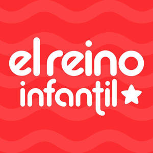 紅色波浪背景，帶有白色俏皮文字顯示 el reino infantil 和一顆星星。 — 簡約 壁紙