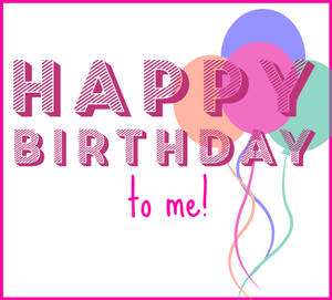 Happy birthday to me 文字，旁邊飄浮著彩色氣球。