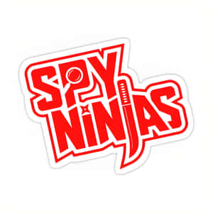 紅白「Spy Ninjas」貼紙，帶有忍者主題字體。 — 間諜忍者 壁紙