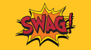 黃色背景上黃色漫畫爆炸中的大膽紅色SWAG文字 — 時尚感 壁紙