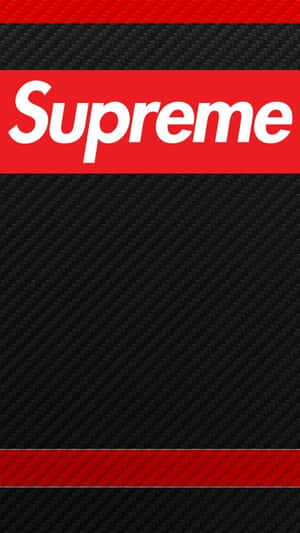 Supreme標誌在碳纖維背景上，帶有紅色條紋 — 頂級 iPhone 壁紙