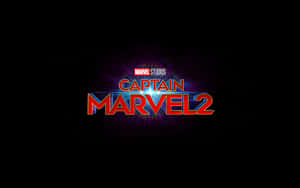 Captain Marvel 2 電影標題標誌，在黑色背景上帶有發光效果。 — 漫威復仇者聯盟 壁紙