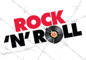 Rock 'n' Roll 文字搭配破裂唱片和鐵絲網設計。 — 嘻哈 壁紙