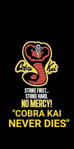 Cobra Kai標誌，帶有蛇和格言，黑色背景。 — 眼鏡蛇道館 壁紙