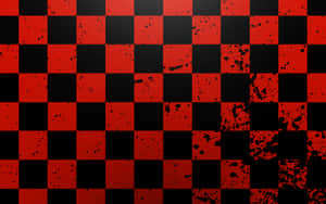 紅黑棋盤格，墨水飛濺向右漸淡 — 純紅色 壁紙