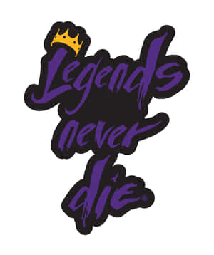 紫色塗鴉文字寫著「Legends never die」，上面有一個金色皇冠。 — Galaxy Z Fold 6 壁紙