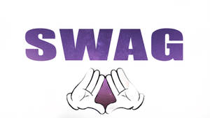 卡通手在SWAG字樣下方拿著一個紫色閃亮的心形。 — 美麗的秋天 壁紙