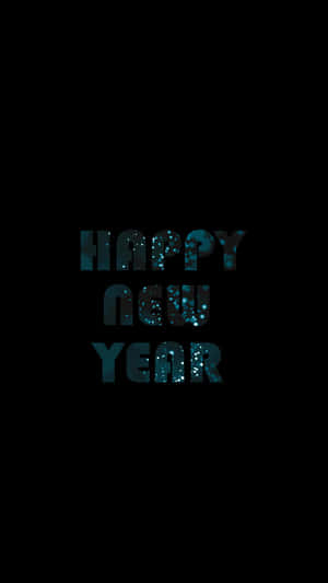 黑色背景上以藍綠色閃粉呈現的 Happy New Year 文字 — 慶祝 壁紙
