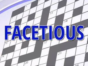 填字遊戲，帶有粗體藍色字母的單詞 facetious。 — 教育 壁紙