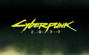螢光黃色 Cyberpunk 2077 標誌在黑暗煙霧背景上發出綠色光芒。 — 電馭叛客2077 壁紙