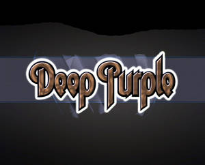 在深色背景上帶有藍線的發光金屬Deep Purple標誌。 — 暗紫色美學 壁紙