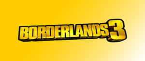 在黃色漸層背景上以大膽金色3D文字呈現的Borderlands 3遊戲標誌 — 邊緣禁地3 壁紙