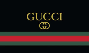Gucci標誌配紅色和綠色條紋在黑色背景上 — 深綠色系動畫 壁紙