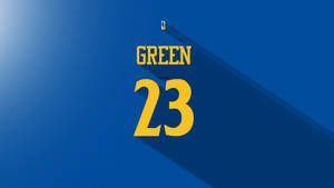 藍色背景上帶有陰影的黃色NBA球衣名稱Green和號碼23。 — 藍色美學電腦 壁紙
