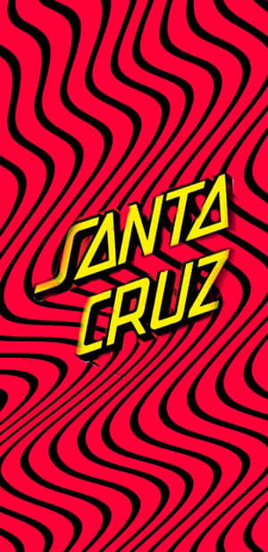 Santa Cruz 標誌在紅色和黑色波浪背景上 — Pixel 4 壁紙