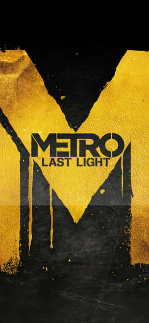 Metro Last Light 遊戲標誌，黃色油漆滴落在黑色背景上。 — 電玩遊戲 GIF 壁紙