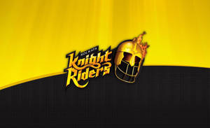 Knight Riders 標誌，帶有火焰頭盔，背景為黃色和黑色。 — 加爾各答騎士隊 壁紙