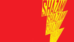 紅色背景，帶有重複 'SHAZAM!' 文字的黃色閃電。 — 漫威標誌 壁紙